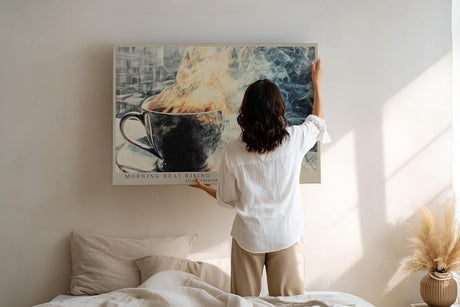 Paul Sinus Wandbild 120x80cm Kaffee Tasse Morgenstimmung Kunst LeinWandbild 120x80cm Stillleben Wanddekoration