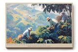Paul Sinus Wandbild 120x80cm Kaffeeernte in den Bergen Atmosphaerische Landschaftskunst in Gruen und Blau
