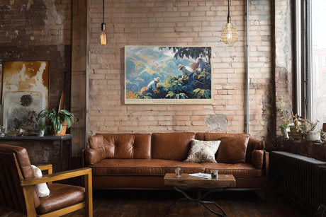 Paul Sinus Wandbild 120x80cm Kaffeeernte in den Bergen Atmosphaerische Landschaftskunst in Gruen und Blau