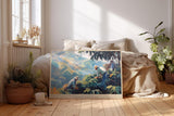 Paul Sinus Wandbild 120x80cm Kaffeeernte in den Bergen Atmosphaerische Landschaftskunst in Gruen und Blau