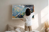 Paul Sinus Wandbild 120x80cm Kaffeeernte in den Bergen Atmosphaerische Landschaftskunst in Gruen und Blau