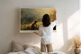 Paul Sinus Wandbild 120x80cm Kaffeeernte Landschaft Szene Moderne Natur Kunst in Warmen Farben für Wohnzimmer Büro und Atelier