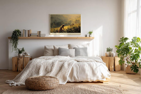 Paul Sinus Wandbild 120x80cm Kaffeeernte Landschaft Szene Moderne Natur Kunst in Warmen Farben für Wohnzimmer Büro und Atelier
