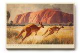 Paul Sinus Wandbild 120x80cm Kängurus in Australien Landschaft Illustration Outback Naturkunst für Wohnzimmer Büro Flur