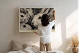 Paul Sinus Wandbild 120x80cm Kaninchen Illustration schwarz weiss Tierkunst Leinwand Wanddekoration niedliches Tiermotiv fuer Kinderzimmer Wohnzimmer
