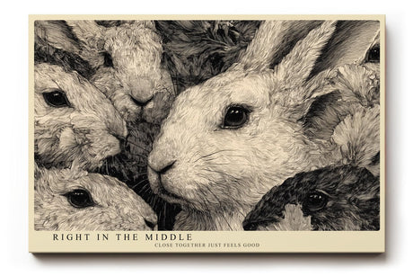 Paul Sinus Wandbild 120x80cm Kaninchen Illustration schwarz weiss Tierkunst Leinwand Wanddekoration niedliches Tiermotiv fuer Kinderzimmer Wohnzimmer