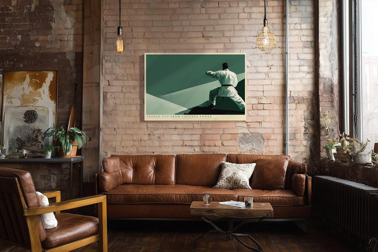 Paul Sinus Wandbild 120x80cm Karateka in Kampfhaltung moderne Kampfkunst Illustration