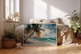 Paul Sinus Wandbild 120x80cm Karibischer Strand Palmen Meer Landschaft Kunstmotiv Tropische Kueste mit bewegten Wellen und Sommeratmosphaere