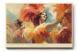 Paul Sinus Wandbild 120x80cm Karneval Taenzerinnen mit Federkostuemen Lebendige Festkunst in Rot Gold und Orange