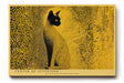 Paul Sinus Wandbild 120x80cm Katze abstrakte Tierkunst gelb schwarzes Punktmuster modernes Katzen Kunstbild Wanddekoration fuer Wohnzimmer Büro