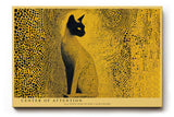 Paul Sinus Wandbild 120x80cm Katze abstrakte Tierkunst gelb schwarzes Punktmuster modernes Katzen Kunstbild Wanddekoration fuer Wohnzimmer Büro