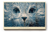 Paul Sinus Wandbild 120x80cm Katze Blaue Augen Kunst LeinWandbild 120x80cm Modernes Tierportrait Wanddekoration