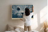 Paul Sinus Wandbild 120x80cm Katze Blaue Augen Kunst LeinWandbild 120x80cm Modernes Tierportrait Wanddekoration