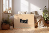 Paul Sinus Wandbild 120x80cm Katze Illustration minimalistische Tierkunst mit großen Augen modernes Katzenbild humorvolle Wanddekoration für Wohnzimmer Kinderzimmer Büro
