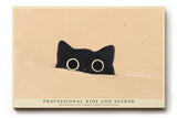 Paul Sinus Wandbild 120x80cm Katze Illustration minimalistische Tierkunst mit großen Augen modernes Katzenbild humorvolle Wanddekoration für Wohnzimmer Kinderzimmer Büro