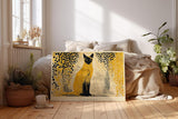 Paul Sinus Wandbild 120x80cm Katze moderne Kunst gelb schwarz grafische Tierillustration stilvolle Wanddekoration fuer Wohnzimmer Büro