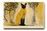 Paul Sinus Wandbild 120x80cm Katze moderne Kunst gelb schwarz grafische Tierillustration stilvolle Wanddekoration fuer Wohnzimmer Büro