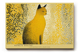 Paul Sinus Wandbild 120x80cm Katze moderne Tierkunst gelb schwarzes Punktmuster stilvolle Katzen Illustration Wanddekoration fuer Wohnzimmer Büro
