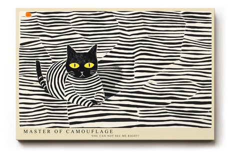 Paul Sinus Wandbild 120x80cm Katze Muster Illustration moderne Tierkunst schwarz weiss grafisches Design Kunstdruck stilvolle Wanddekoration fuer Wohnzimmer Kinderzimmer