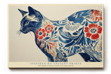Paul Sinus Wandbild 120x80cm Katze Ornament Muster modern blau rot japanische Kunst Kunstdruck grosses Kunstbild stilvolle Wanddekoration fuer Wohnzimmer Büro