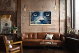 Paul Sinus Wandbild 120x80cm Katzen Augen Kunst LeinWandbild 120x80cm Mystisches Tierportrait Blau Wanddekoration