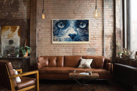 Paul Sinus Wandbild 120x80cm Katzen Augen Kunst LeinWandbild 120x80cm Mystisches Tierportrait Blau Wanddekoration