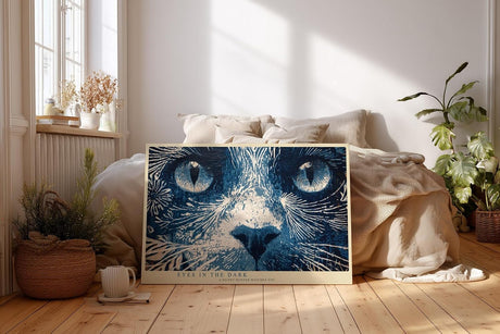 Paul Sinus Wandbild 120x80cm Katzen Augen Kunst LeinWandbild 120x80cm Mystisches Tierportrait Blau Wanddekoration
