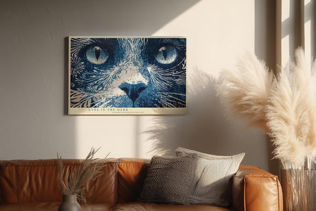 Paul Sinus Wandbild 120x80cm Katzen Augen Kunst LeinWandbild 120x80cm Mystisches Tierportrait Blau Wanddekoration