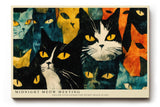 Paul Sinus Wandbild 120x80cm Katzen Illustration Moderne Tierkunst mit Gelben Augen in Gruen Orange und Schwarz Dekoratives Katzenmotiv fuer Wohnzimmer und Flur