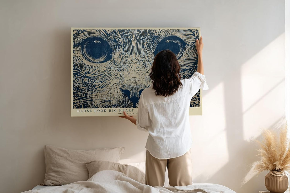 Paul Sinus Wandbild 120x80cm Katzenporträt in Linienkunst – Detailreiche Tierillustration mit grafischer Struktur