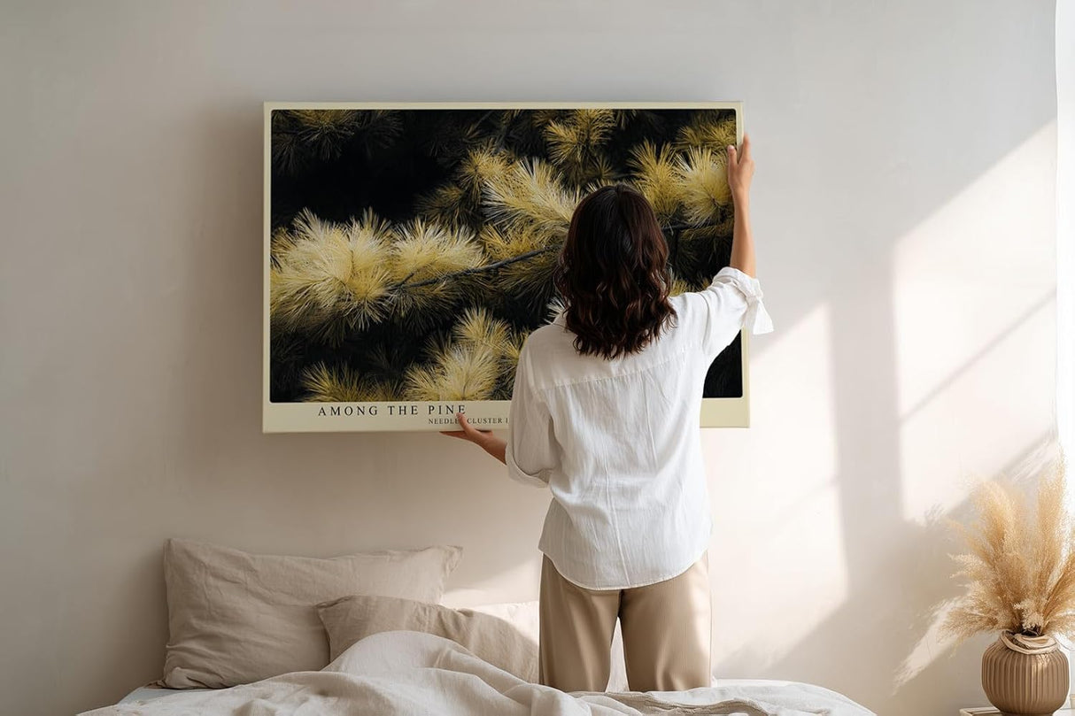 Paul Sinus Wandbild 120x80cm Kiefernzweige Naturfotografie goldene Nadeln botanische Naturkunst moderne Wanddekoration fuer Wohnzimmer Büro
