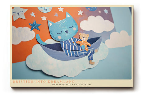 Paul Sinus Wandbild 120x80cm Kinderzimmer Katze Illustration bunt traumhafte Tierkunst niedliche Kinderkunst grosses Kunstbild Wanddekoration fuer Kinderzimmer Babyzimmer