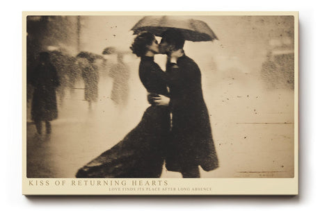 Paul Sinus Wandbild 120x80cm Kiss of Returning Hearts Romantisches Paar im Regen Vintage Fotokunst fuer Wohnzimmer Schlafzimmer und Büro