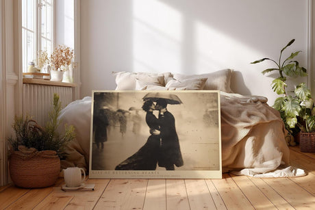 Paul Sinus Wandbild 120x80cm Kiss of Returning Hearts Romantisches Paar im Regen Vintage Fotokunst fuer Wohnzimmer Schlafzimmer und Büro