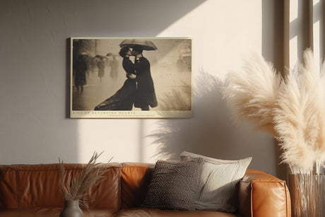 Paul Sinus Wandbild 120x80cm Kiss of Returning Hearts Romantisches Paar im Regen Vintage Fotokunst fuer Wohnzimmer Schlafzimmer und Büro