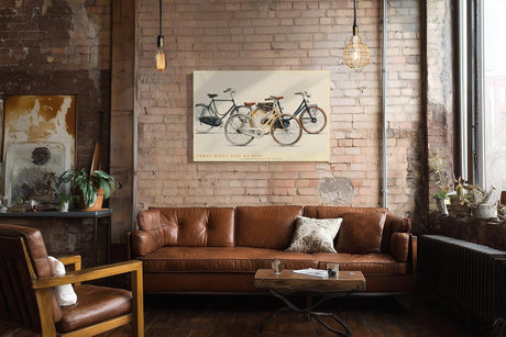 Paul Sinus Wandbild 120x80cm klassische Fahrraeder Illustration Vintage Stil moderne Kunst Kunstdruck stilvolle Wanddekoration fuer Wohnzimmer Flur Büro Fahrradliebhaber
