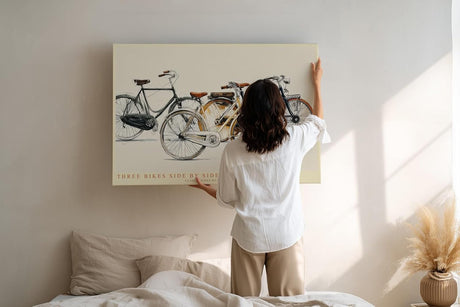 Paul Sinus Wandbild 120x80cm klassische Fahrraeder Illustration Vintage Stil moderne Kunst Kunstdruck stilvolle Wanddekoration fuer Wohnzimmer Flur Büro Fahrradliebhaber