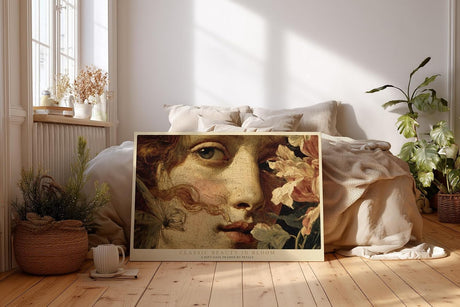 Paul Sinus Wandbild 120x80cm klassische Frauenportrait Kunst Blumen Renaissance Stil Kunstdruck grosses Wandbild 120x80cm elegante Wanddekoration fuer Wohnzimmer Büro