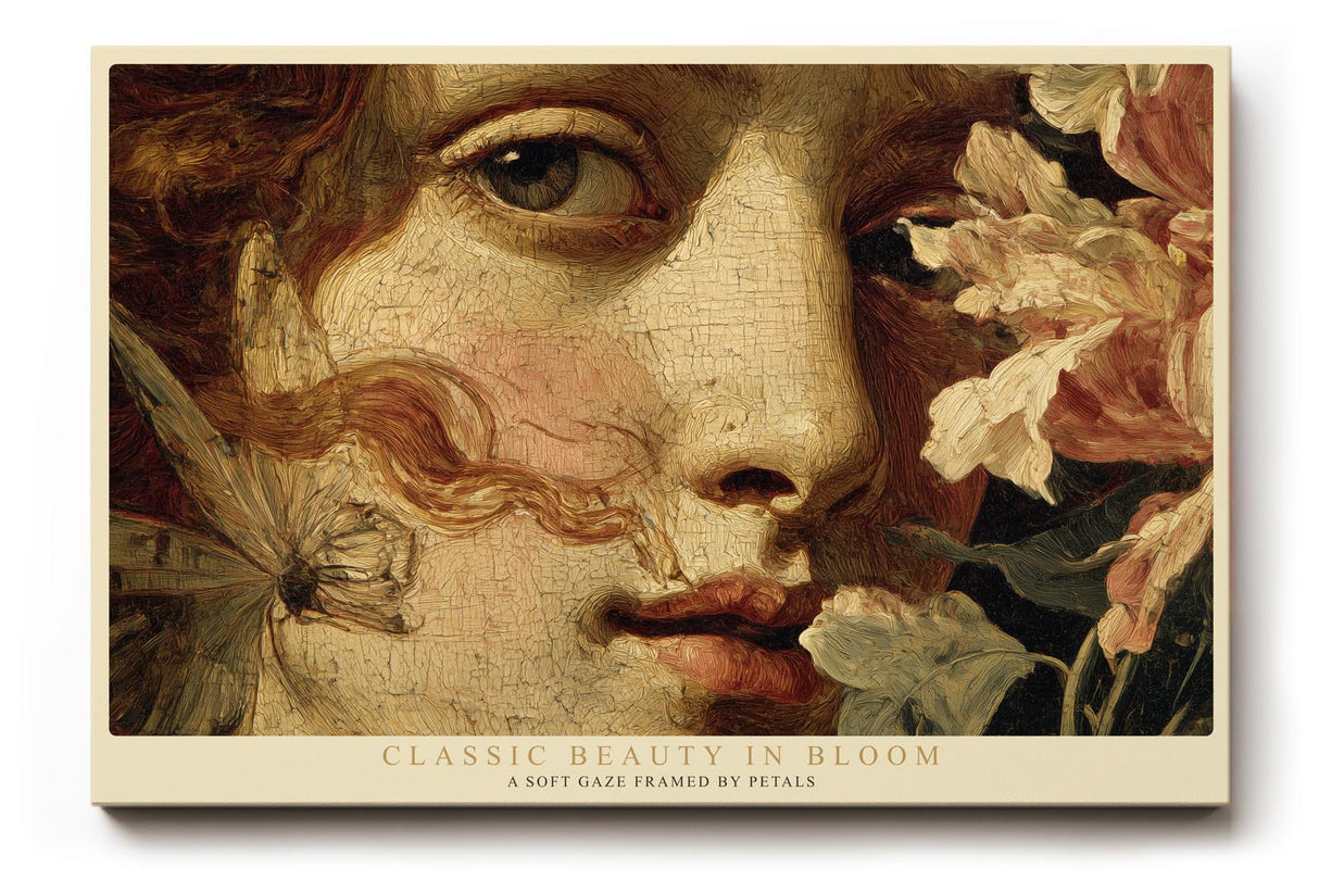 Paul Sinus Wandbild 120x80cm klassische Frauenportrait Kunst Blumen Renaissance Stil Kunstdruck grosses Wandbild 120x80cm elegante Wanddekoration fuer Wohnzimmer Büro