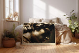 Paul Sinus Wandbild 120x80cm klassische Skulptur Portrait antike Statue Kunst gold braun Renaissance Stil grosses Kunstbild elegante Wanddekoration fuer Wohnzimmer Büro Bibliothek