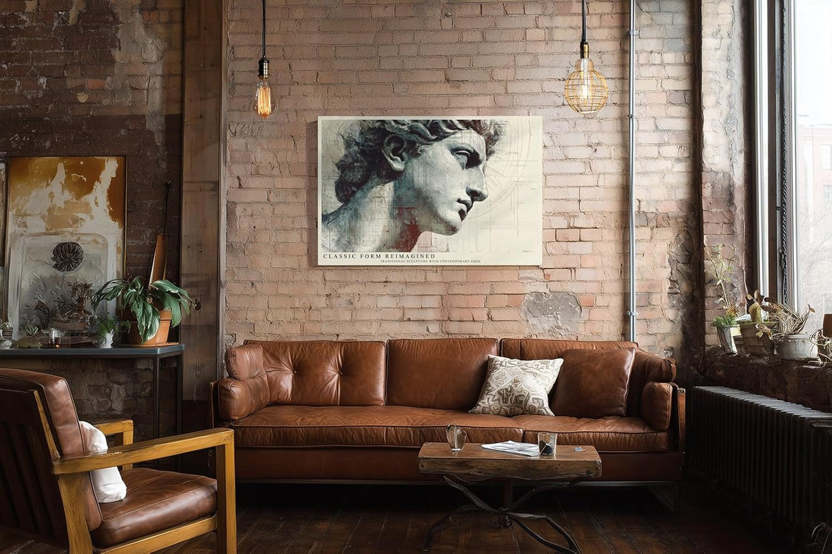 Paul Sinus Wandbild 120x80cm klassische Skulptur Portrait modern Kunst David Stil Kunstdruck grosses Kunstbild elegante Wanddekoration fuer Wohnzimmer Büro