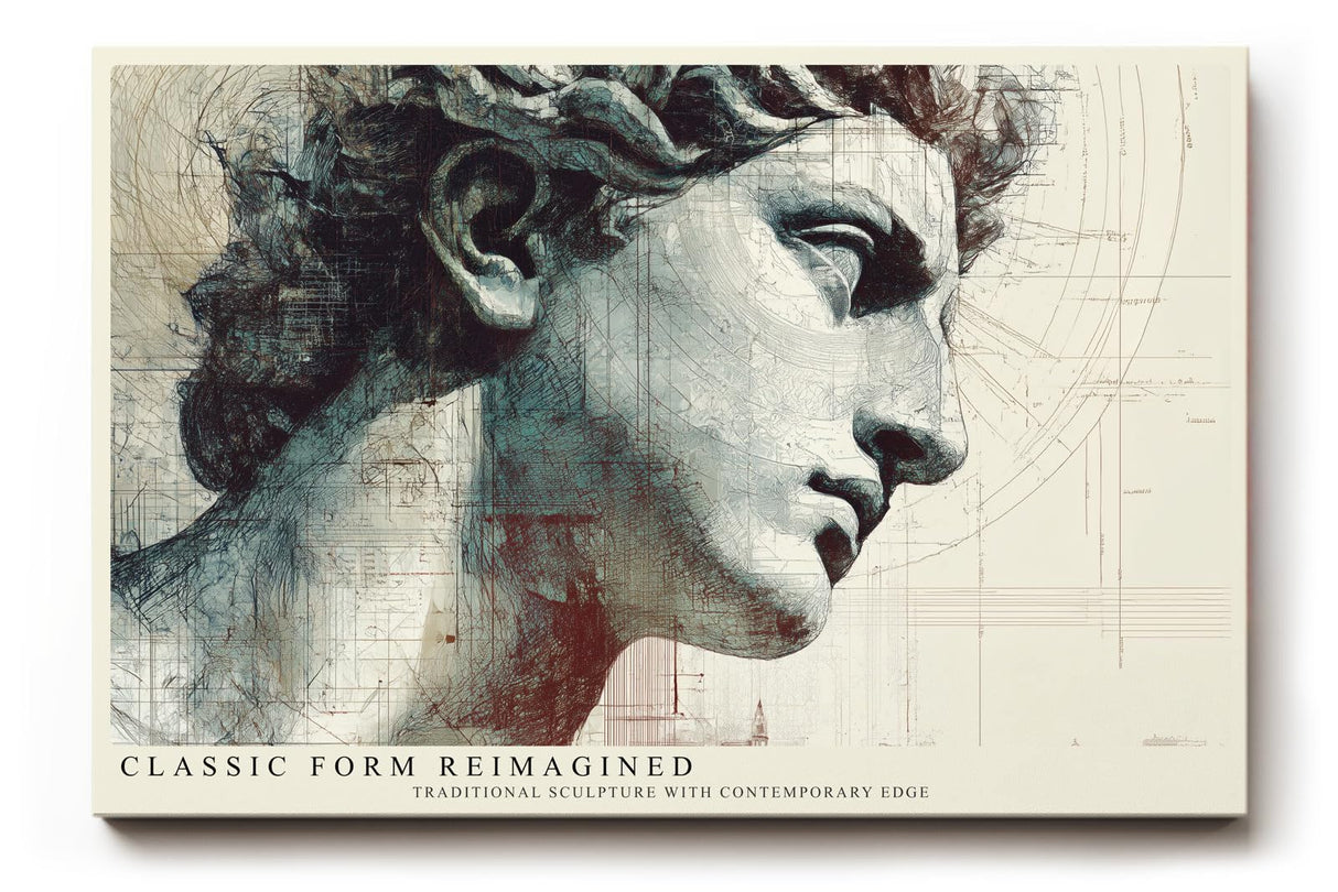 Paul Sinus Wandbild 120x80cm klassische Skulptur Portrait modern Kunst David Stil Kunstdruck grosses Kunstbild elegante Wanddekoration fuer Wohnzimmer Büro