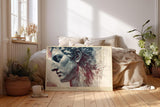 Paul Sinus Wandbild 120x80cm klassische Skulptur Portrait moderne Collage Kunst in Grau Rot Beige Leinwand Wanddekoration fuer Wohnzimmer Büro