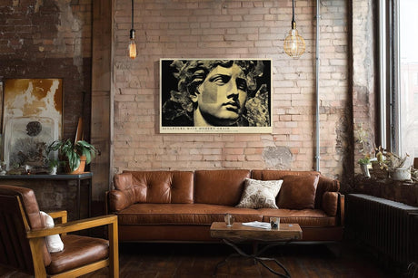 Paul Sinus Wandbild 120x80cm Klassische Statue Moderne Grafik Kunst Skulptur Stil in Schwarz Gold für Wohnzimmer Büro Flur