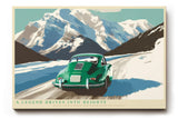 Paul Sinus Wandbild 120x80cm Klassischer gruener Sportwagen in alpiner Berglandschaft stilvolle Automobil Kunst fuer moderne Wohnräume