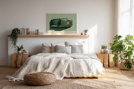 Paul Sinus Wandbild 120x80cm Klassischer gruener Sportwagen von oben moderne Automobil Kunst