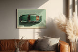 Paul Sinus Wandbild 120x80cm Klassischer gruener Sportwagen von oben moderne Automobil Kunst