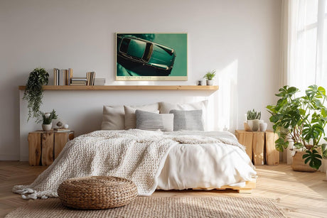 Paul Sinus Wandbild 120x80cm Klassischer Oldtimer in Türkis Vintage Auto Kunst Retro Design für Wohnzimmer Büro Garage
