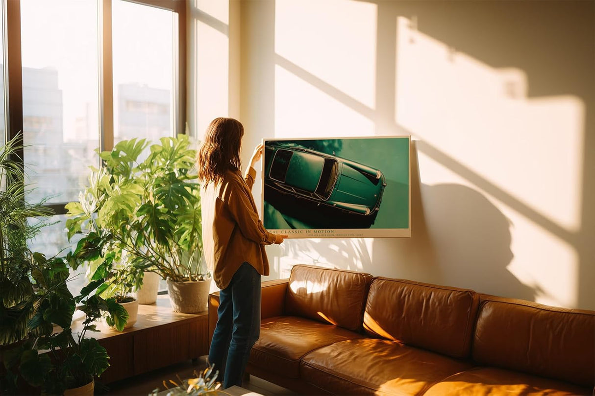 Paul Sinus Wandbild 120x80cm Klassischer Oldtimer in Türkis Vintage Auto Kunst Retro Design für Wohnzimmer Büro Garage
