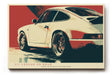 Paul Sinus Wandbild 120x80cm klassischer Sportwagen 911 Retro Auto Kunst moderne Illustration roter Hintergrund Kunstdruck stilvolle Wanddekoration fuer Wohnzimmer Büro Garage